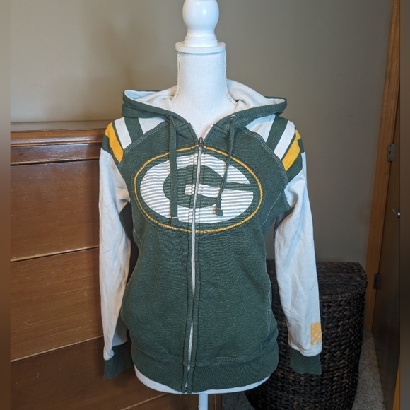 GREEN BAY PACKER Zip-UP Sweatshirt Majestic FOOTBALL FAN Must 💚💛 - Picture 3 of 14